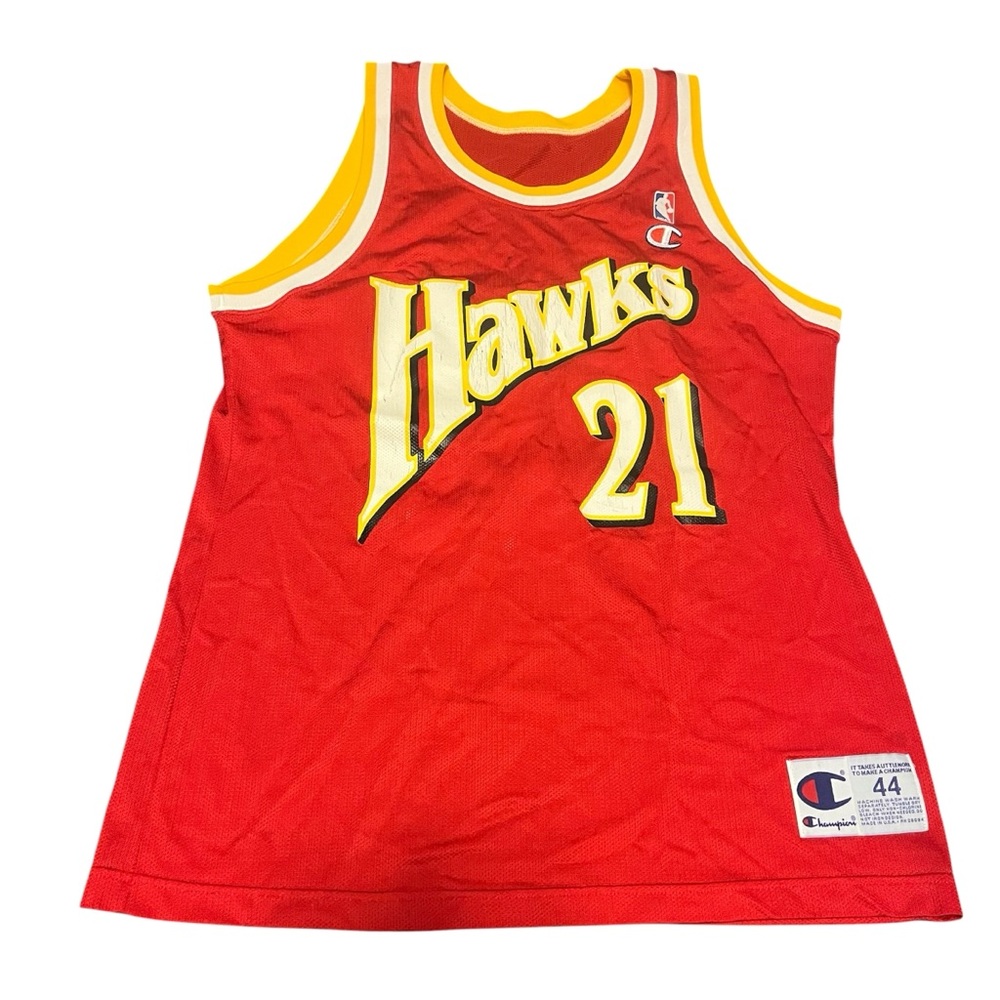 Vintage Atlanta Hawks Dominique Wilkins Champion Red Basketball Jersey- Size 44